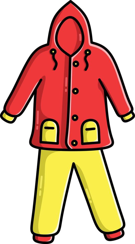 Raincoat in red and yellow with flat style vector