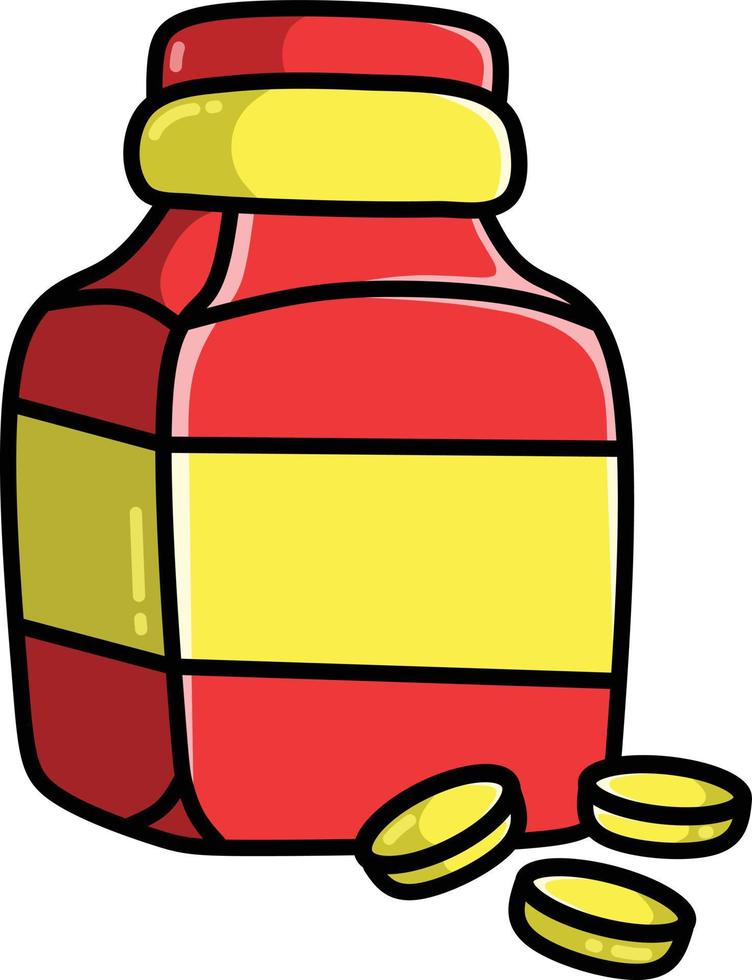 Immunity supplement in red and yellow with flat style vector