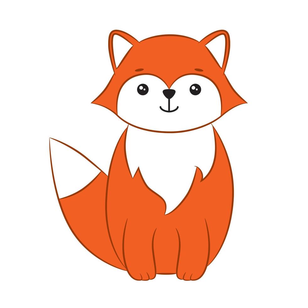 Cute cartoon orange fox on a white background. vector