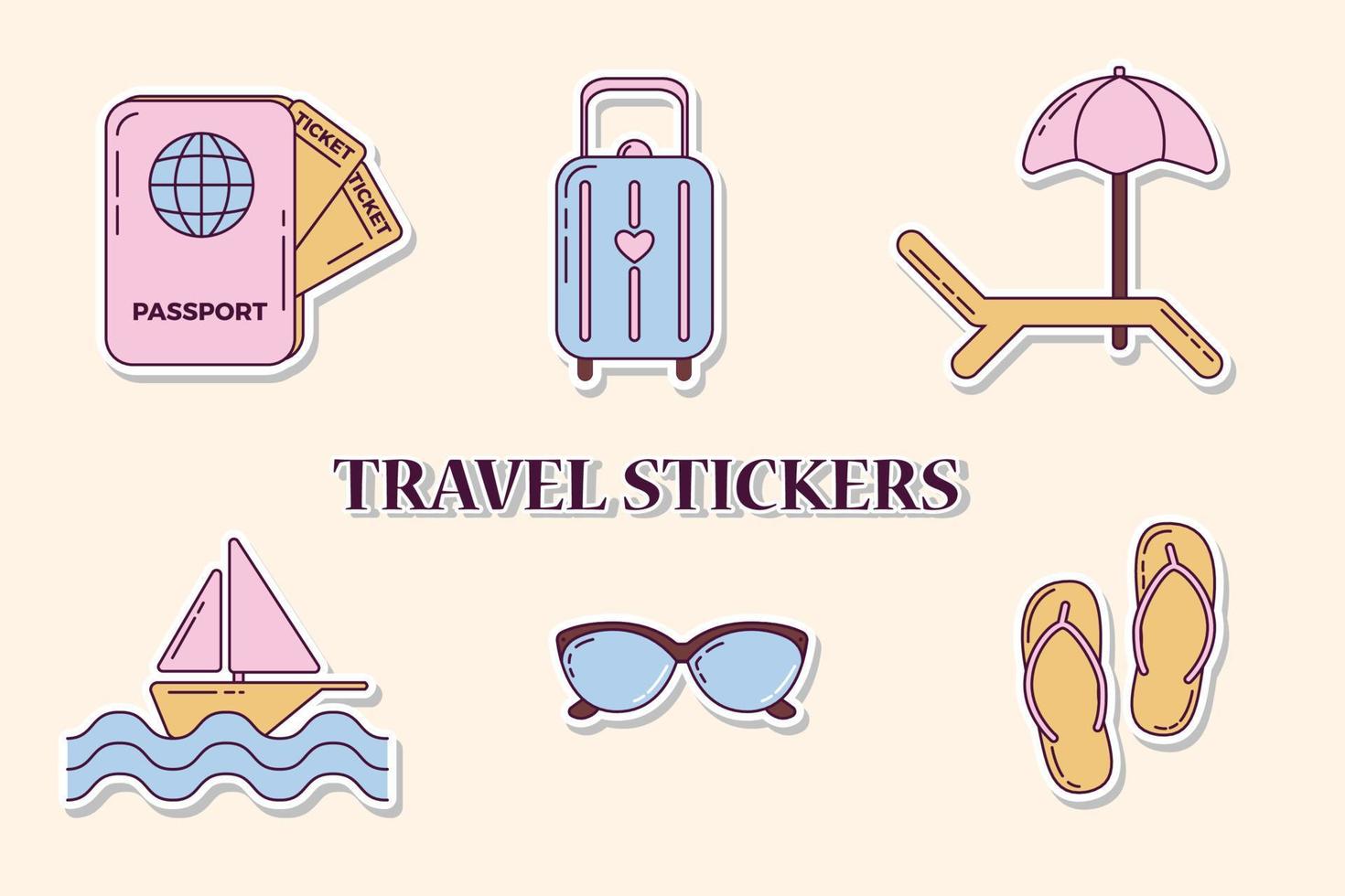 travel icons set. travel stickers. vector