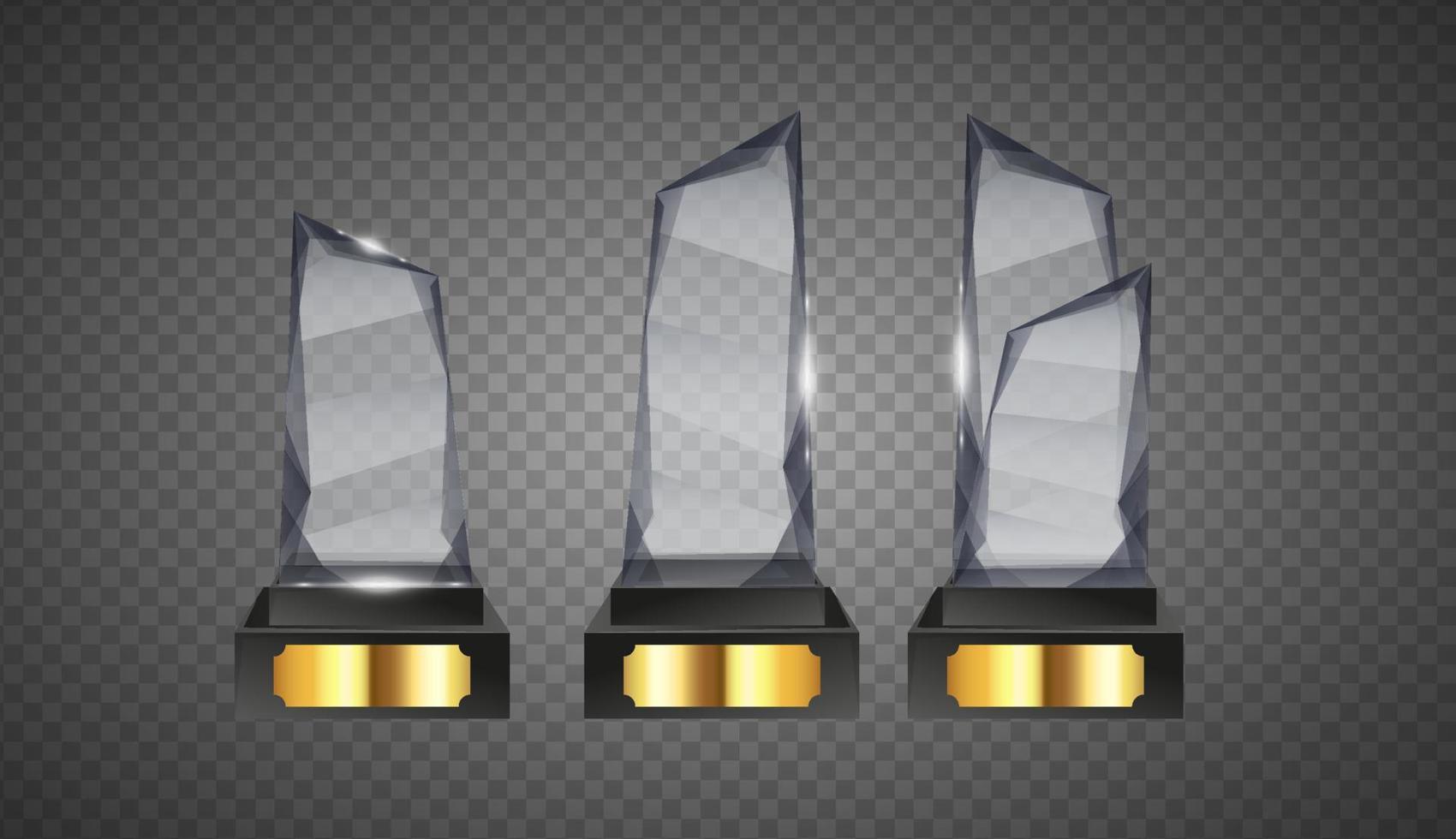 Collection vector illustration of modern glass trophies, prizes