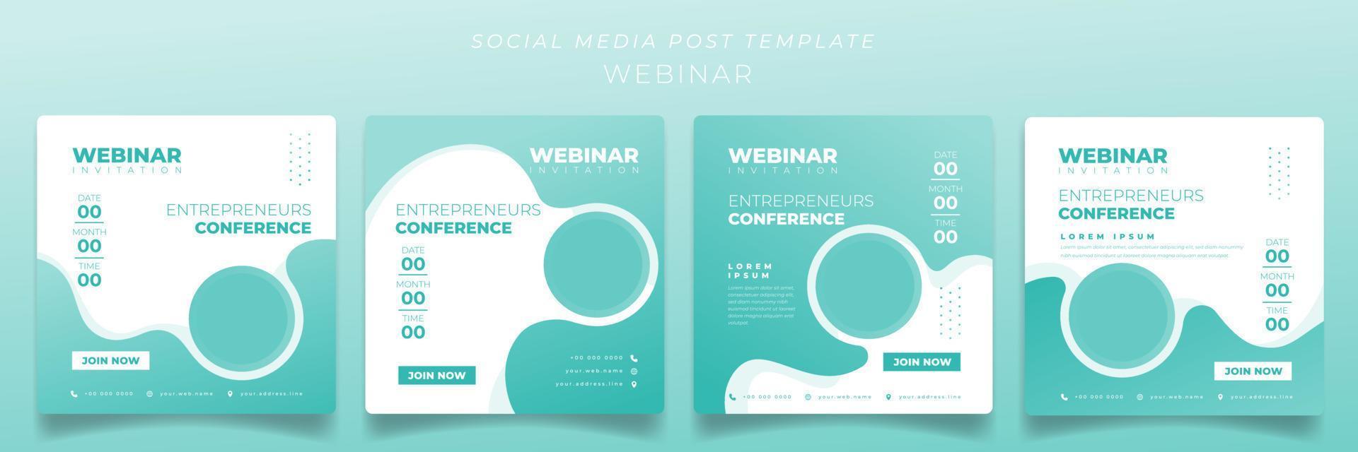 Set of social media post template in pastel green background for advertising or webinar design vector