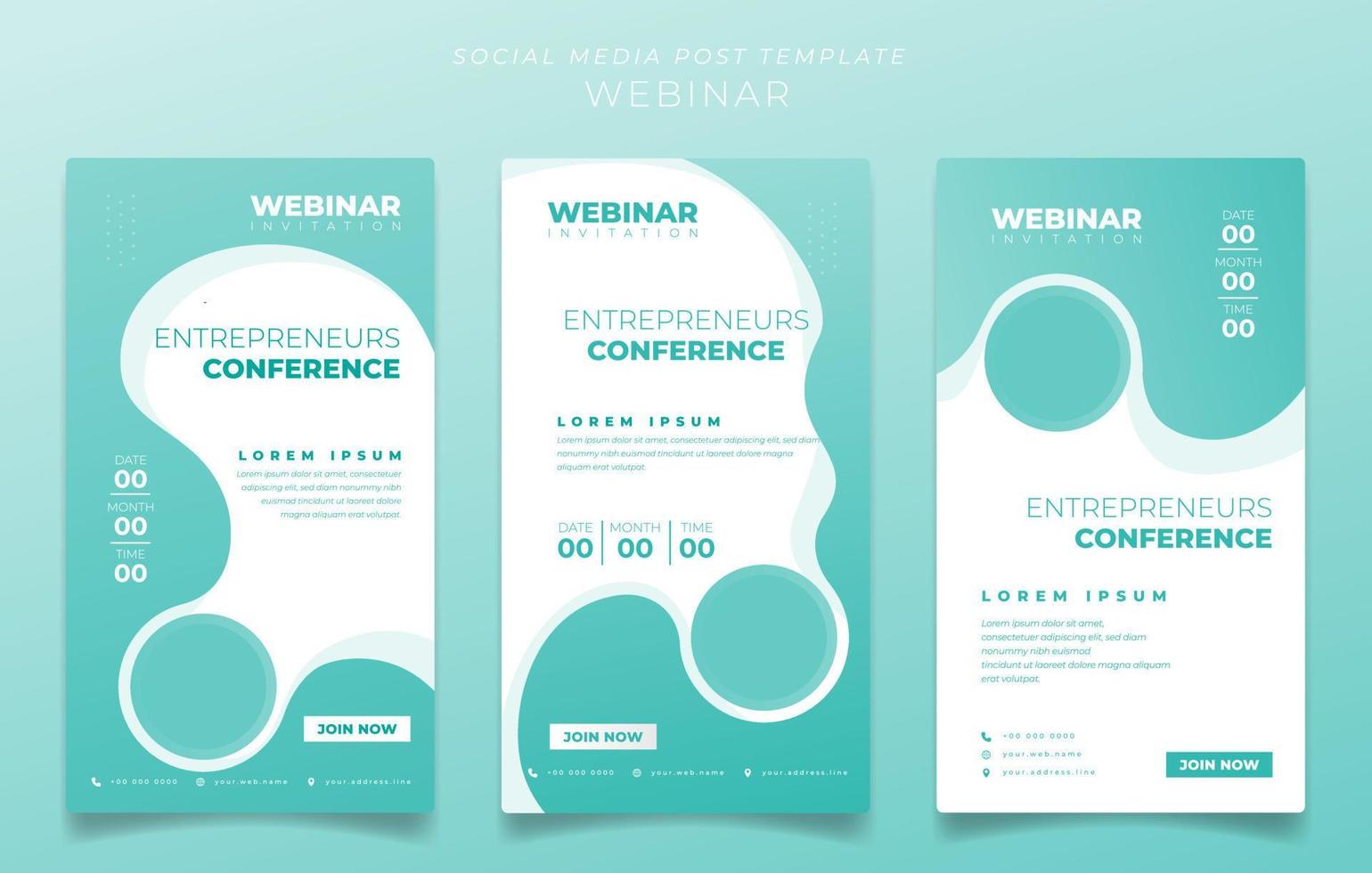 Media social template in pastel green and white with circle background for webinar invitation design vector