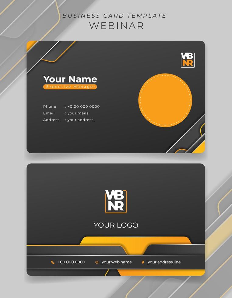 Business card or ID card template in black yellow with techno design for corporate identity design vector