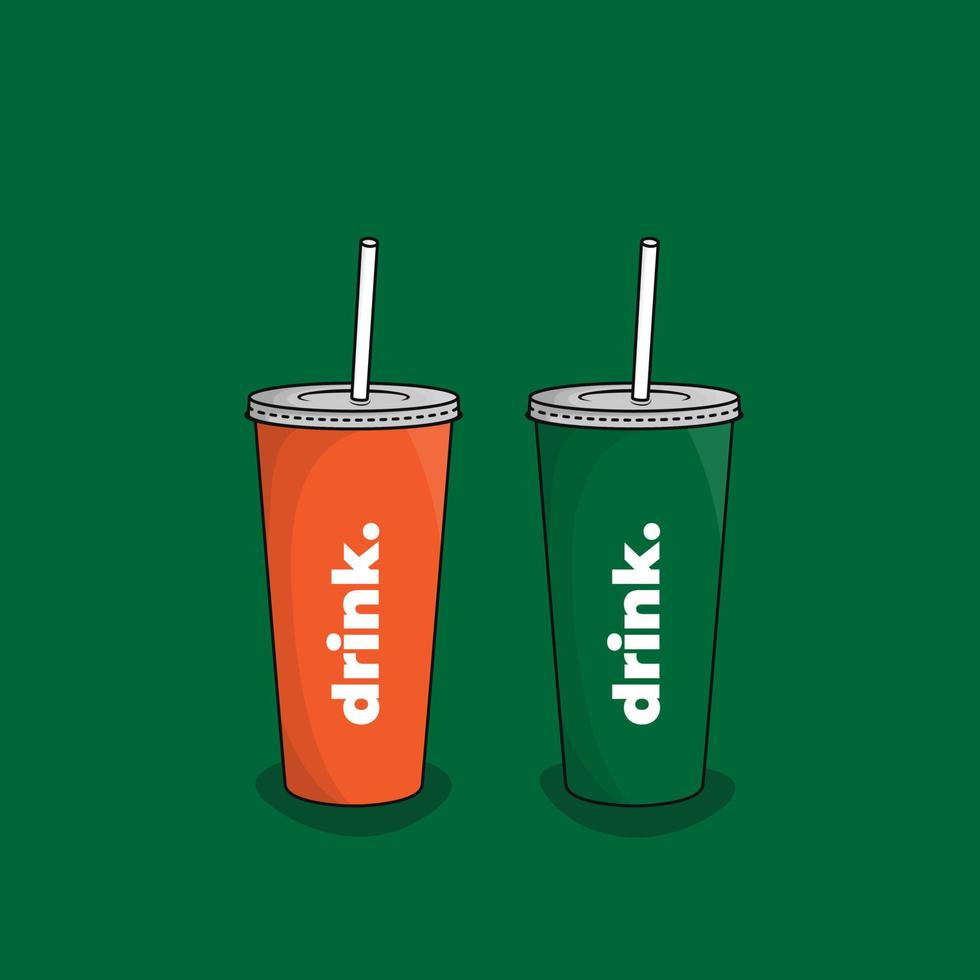 Plastic cup template for product packaging design in green and orange cup design vector