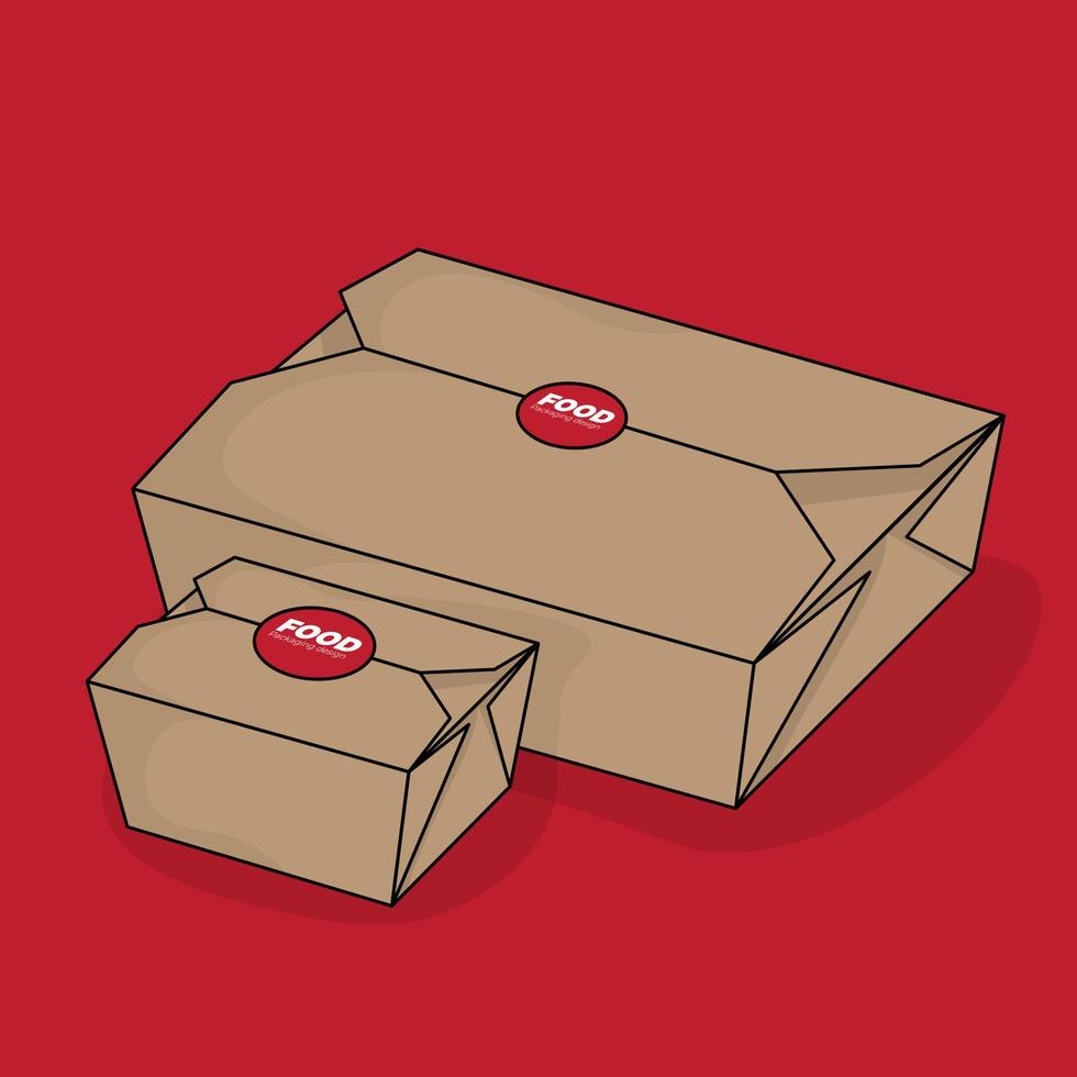 Cardboard box in big size and small size for food packaging design vector