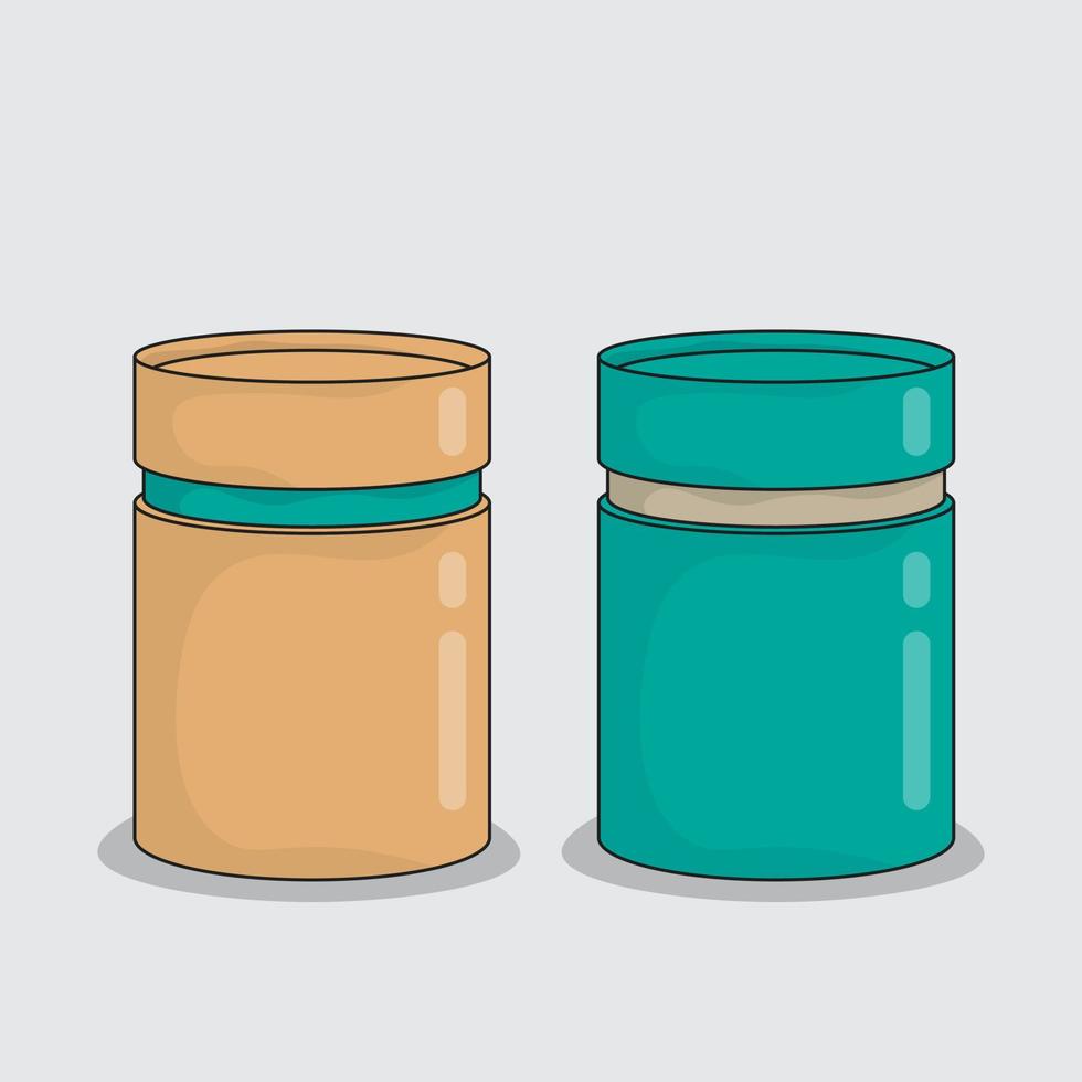 Cylinder template design in green and cardboard design for product packaging design vector