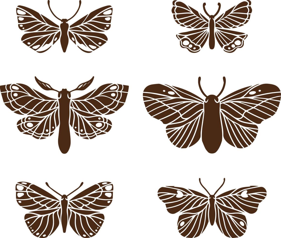 un conjunto de mariposas. vector