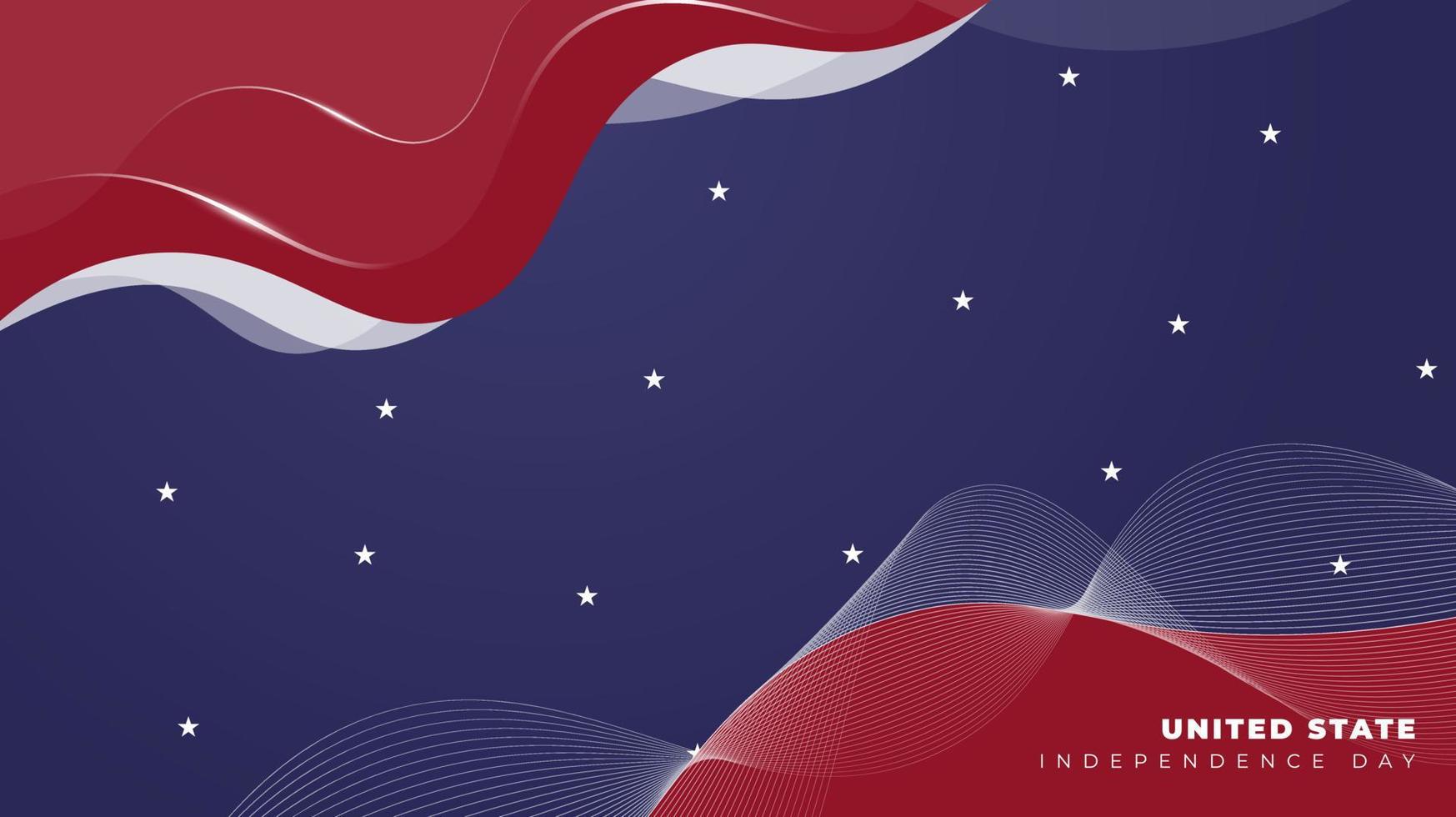 Waving red and blue background design for US independence day template design vector