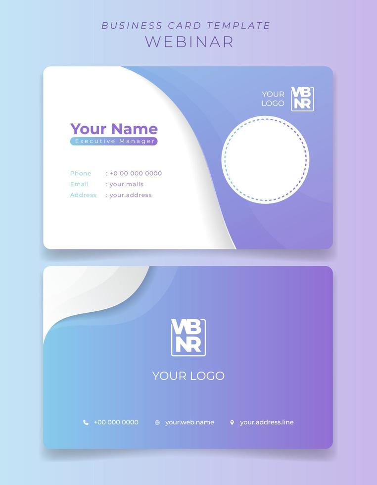 Business card template with waving blue purple in feminine concept design vector