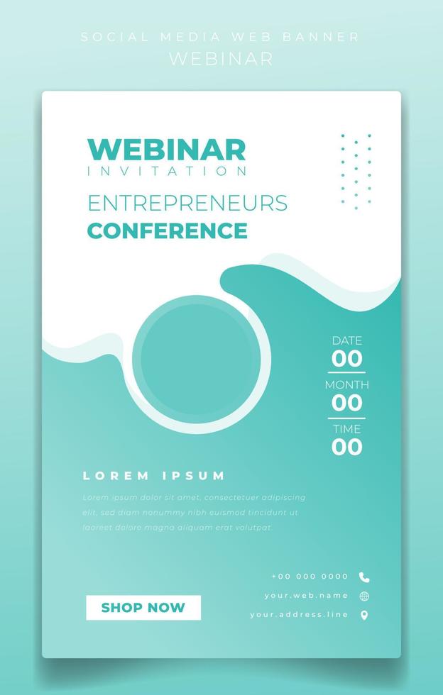 banner de retrato con fondo verde pastel para invitación de seminario web o diseño de publicidad vector