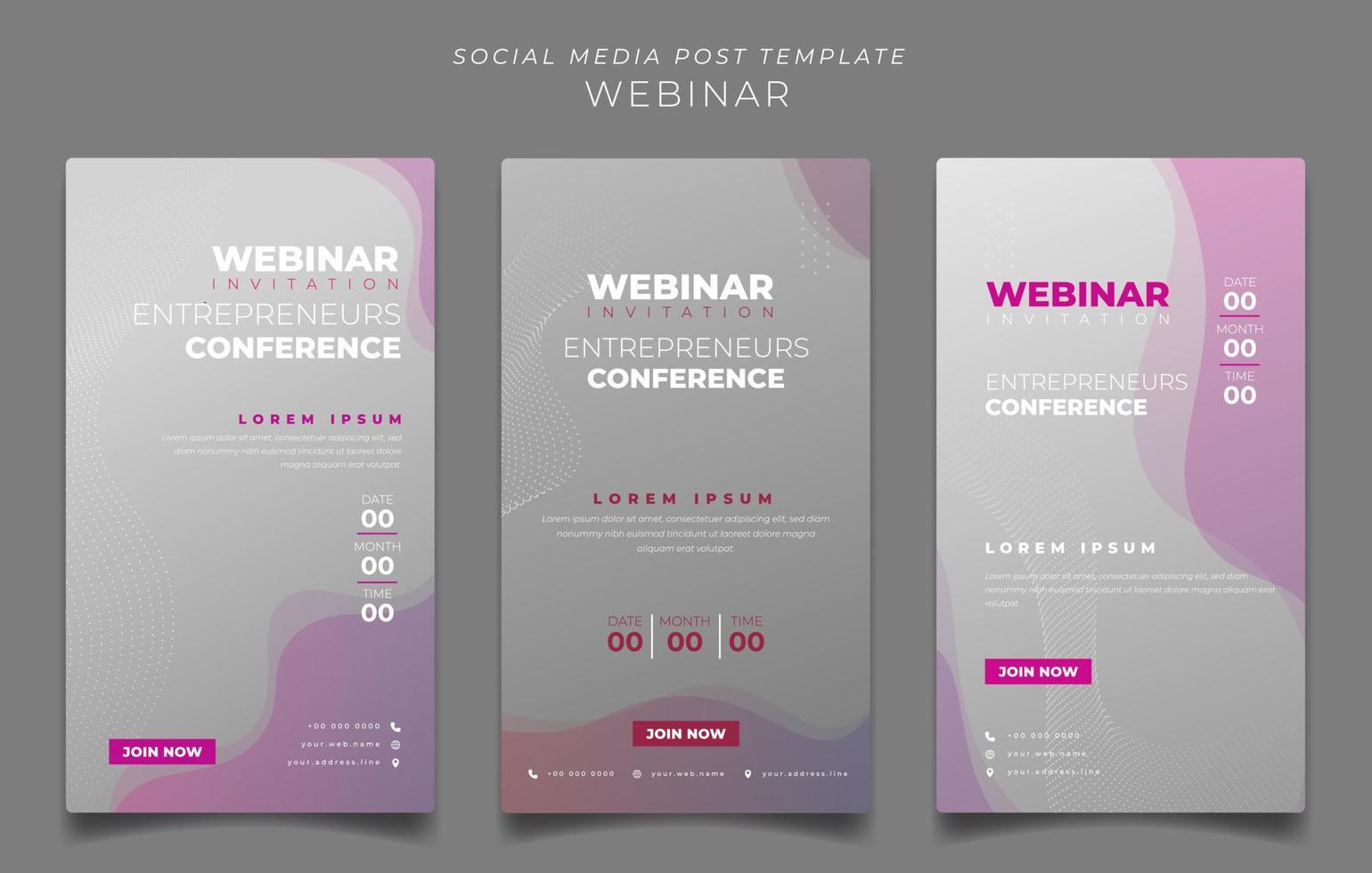 Social media template with gray and purple background for webinar invitation or advertising design vector