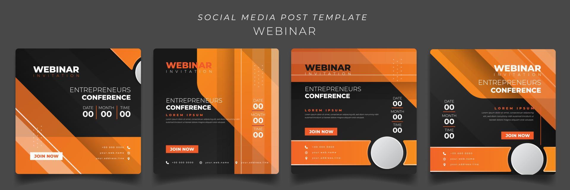Set of social media post template with orange geometric background for online advertisement design vector