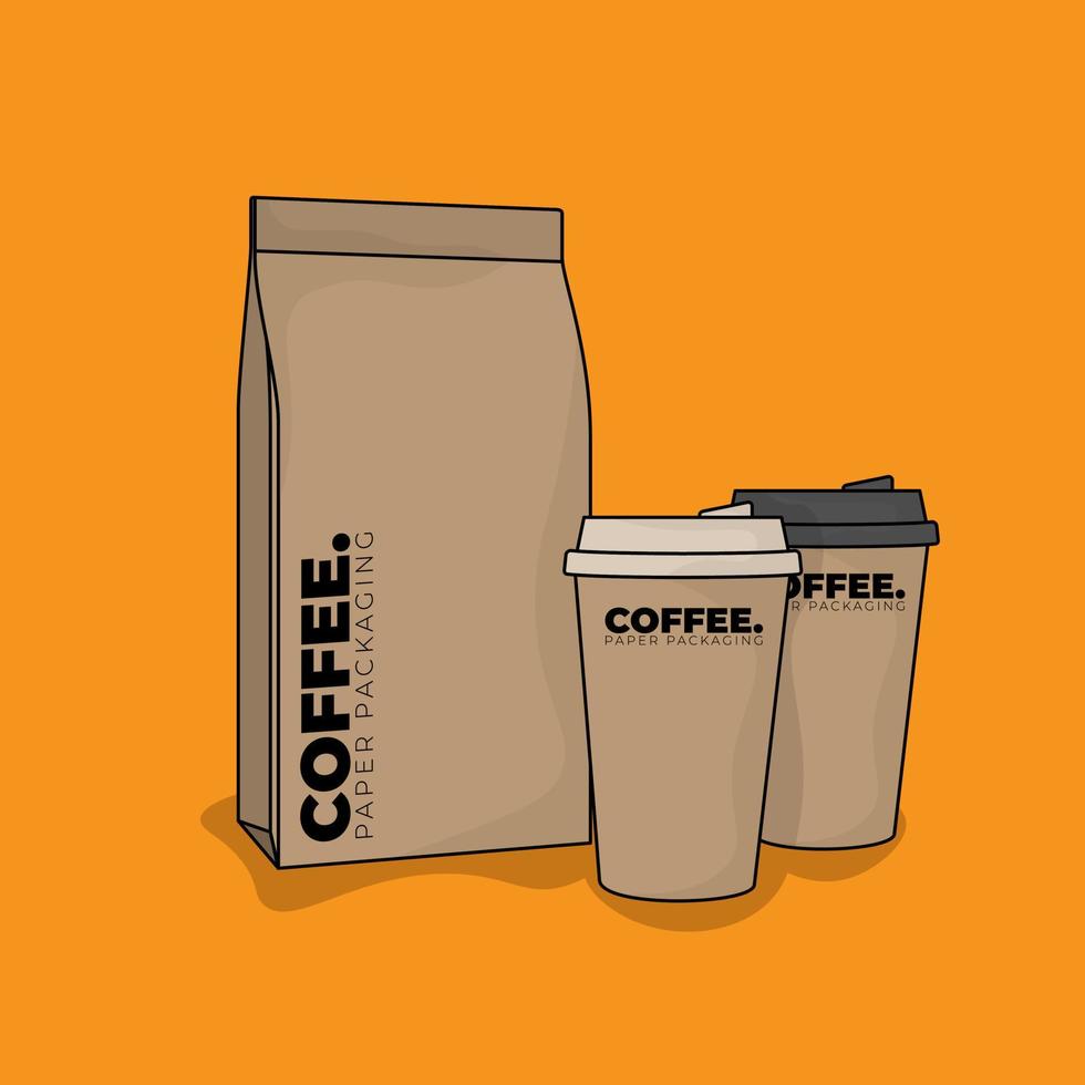 Coffee cup in old paper with coffee container template design for product packaging template design vector