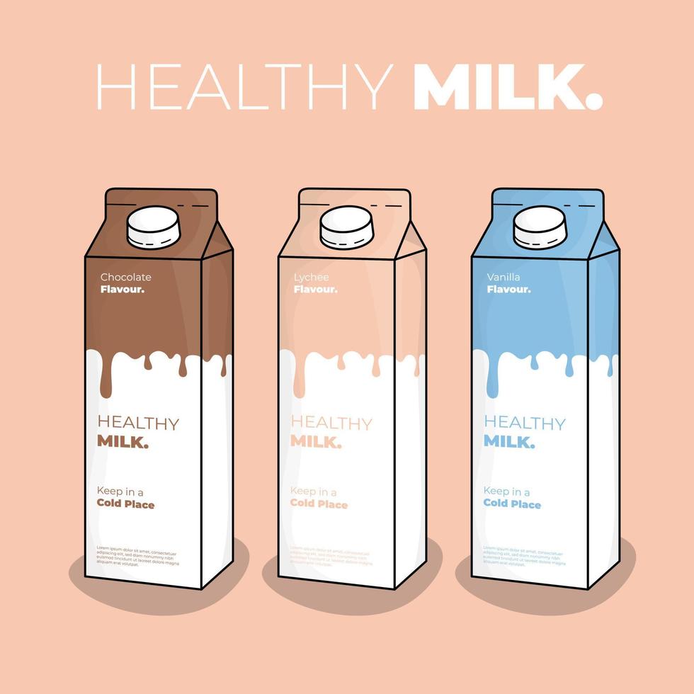 Paper packaging template design with melted concept design for milk product packaging design vector