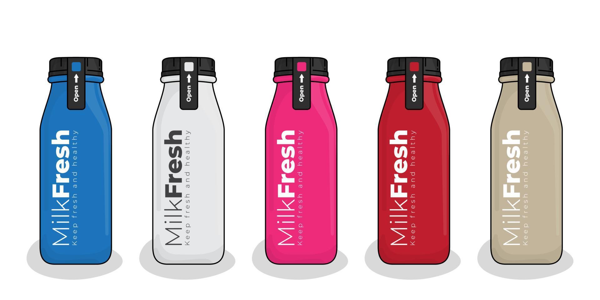 Vacuum flask template in cartoon design with blue white pink red and gray color design vector