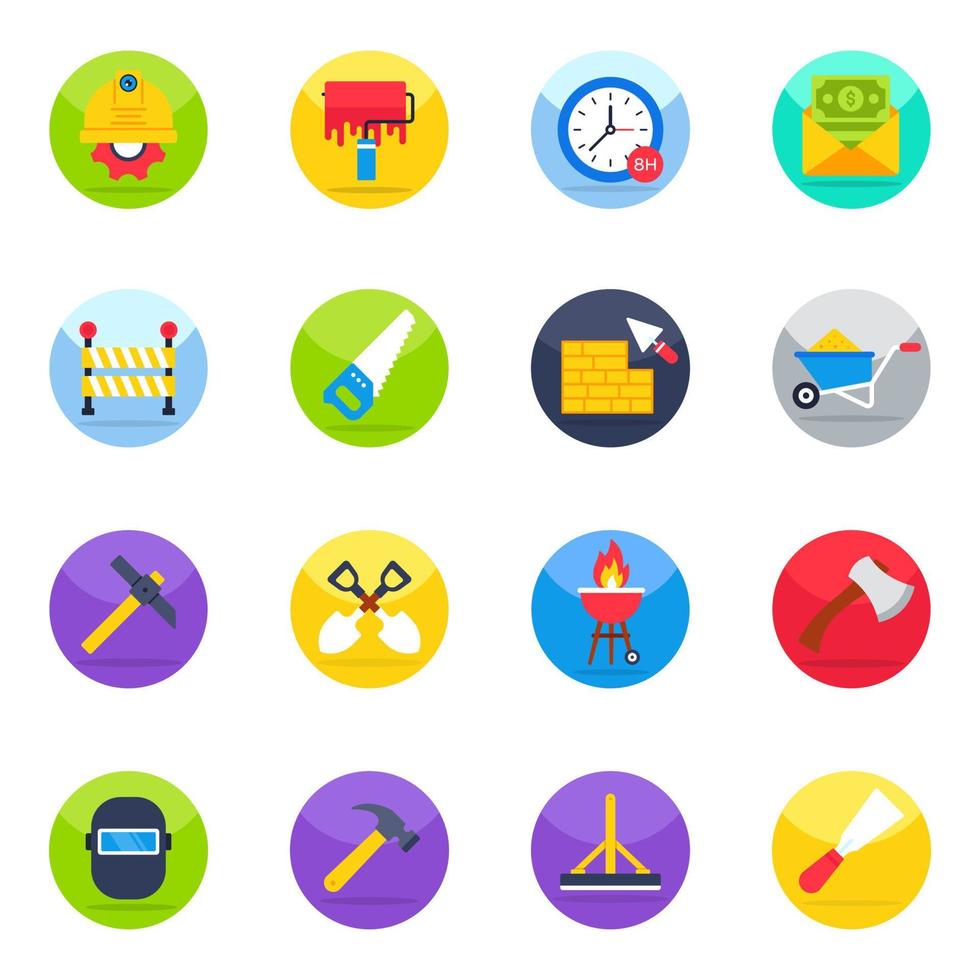 Pack of Labour Day Event Flat Icons vector