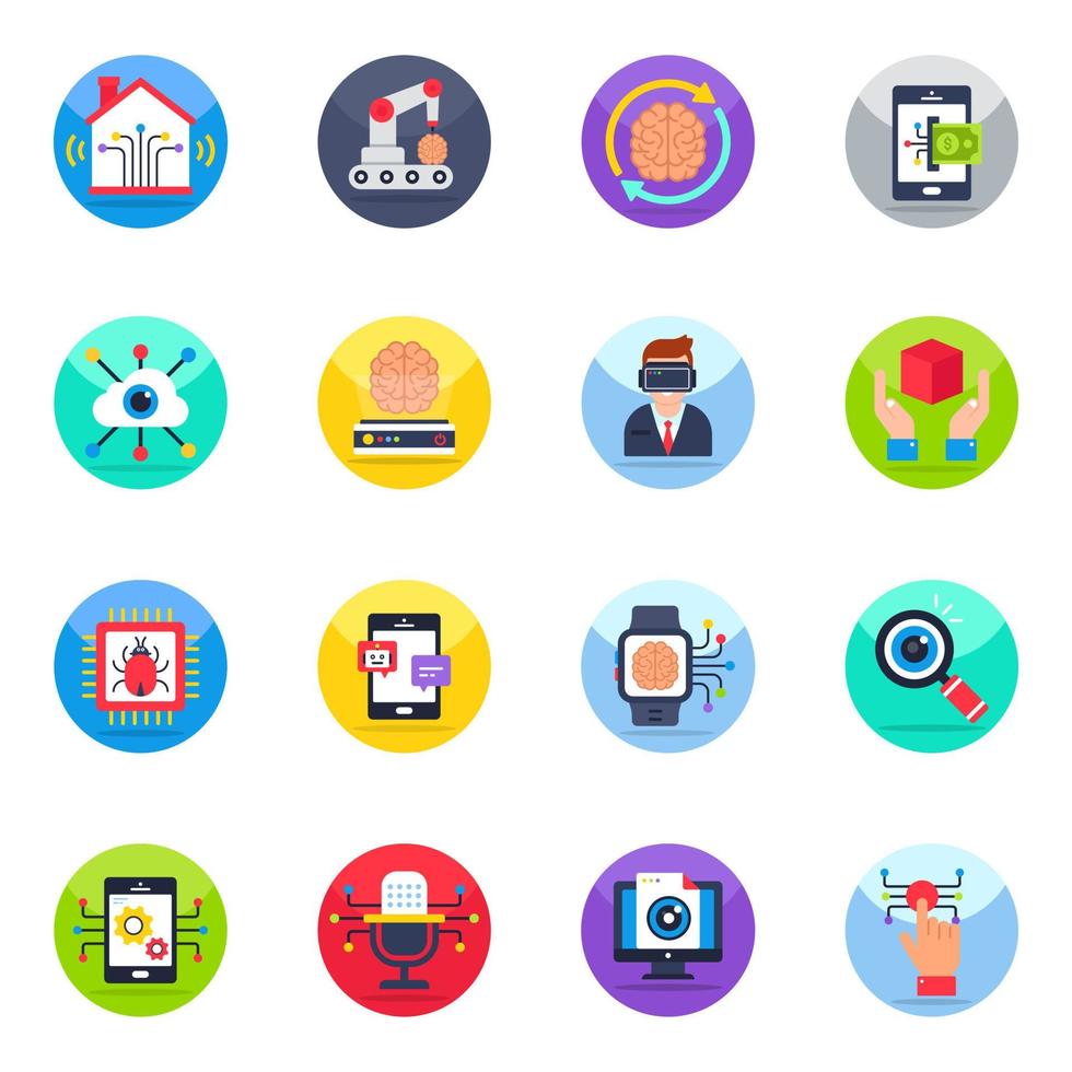 Pack of Intelligence Flat Icons vector