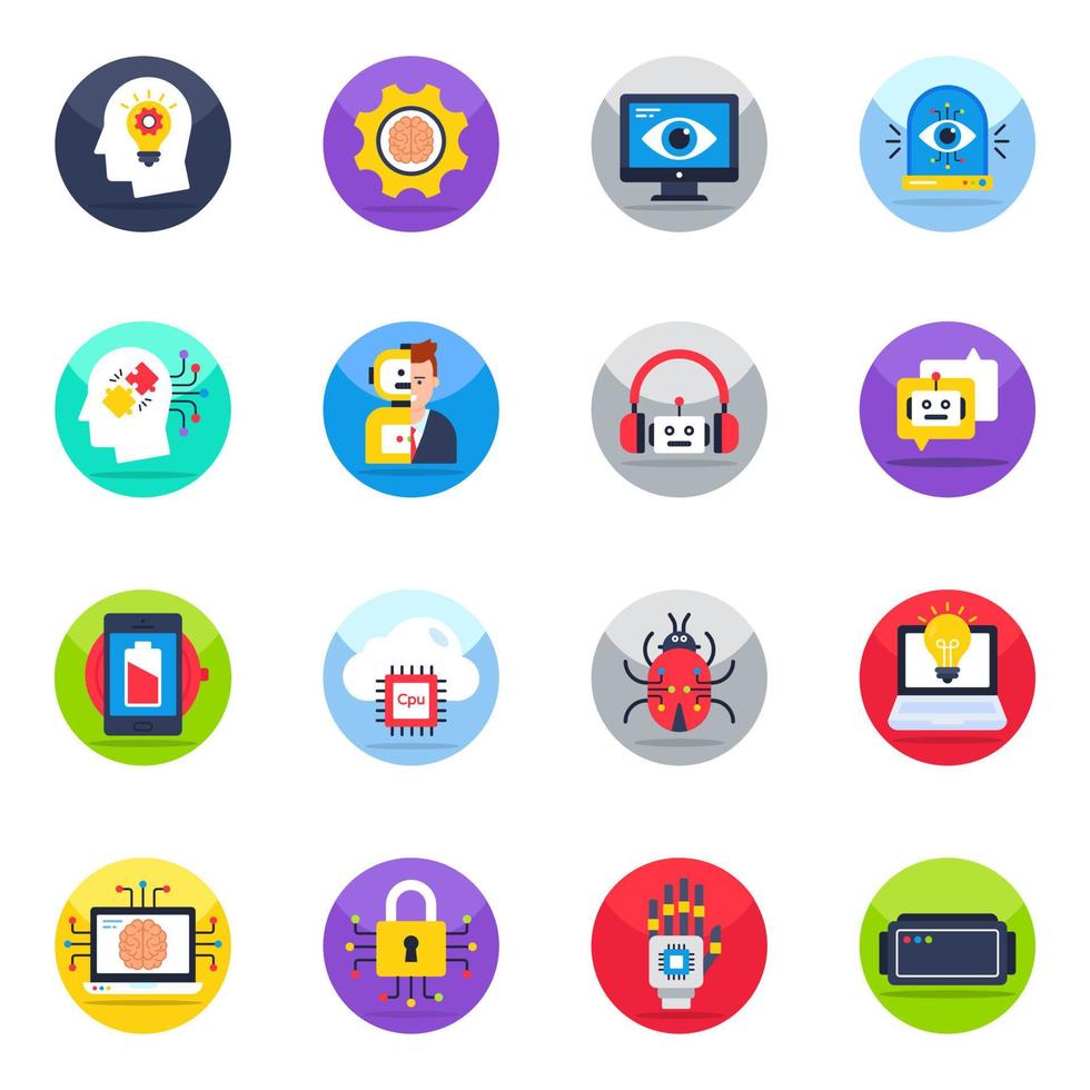 Pack of Ai Flat Icons vector