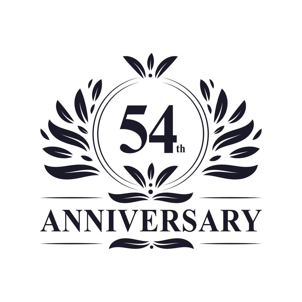 54th Anniversary celebration, luxurious 54 years Anniversary logo design. vector