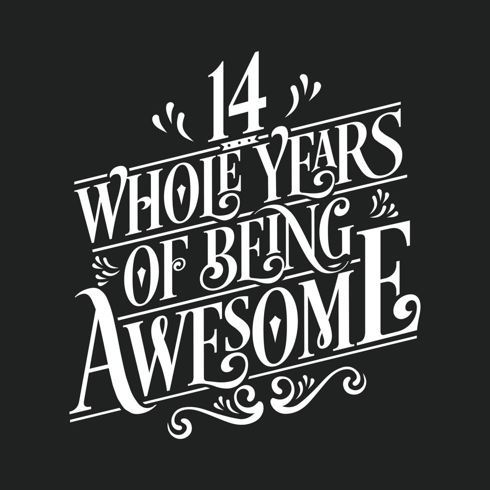 14 Years Birthday and 14 years Anniversary Celebration Typo vector