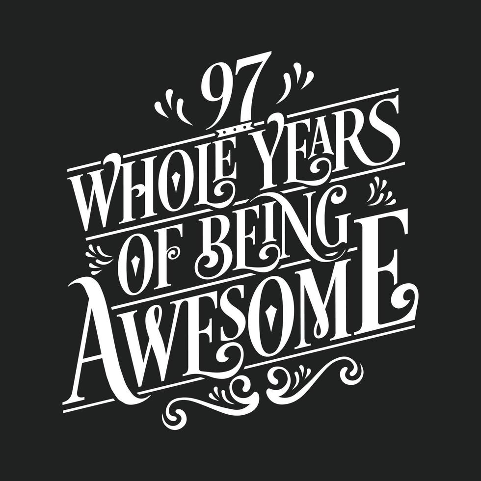 97 años cumpleaños y 97 años aniversario celebración error tipográfico vector