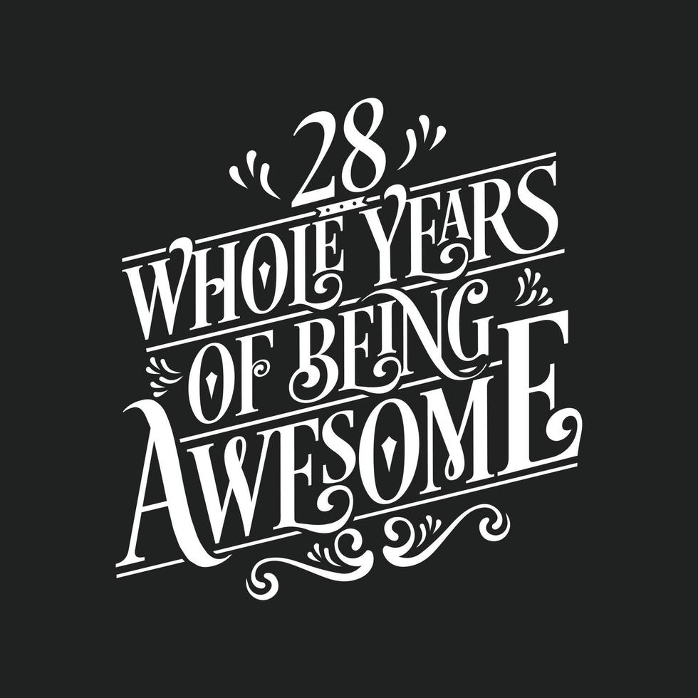 28 Years Birthday and 28 years Anniversary Celebration Typo vector