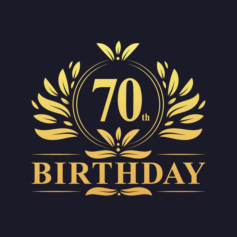 Luxury 70th Birthday Logo, 70 years celebration. vector