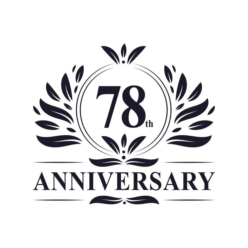 78th Anniversary celebration, luxurious 78 years Anniversary logo design. vector