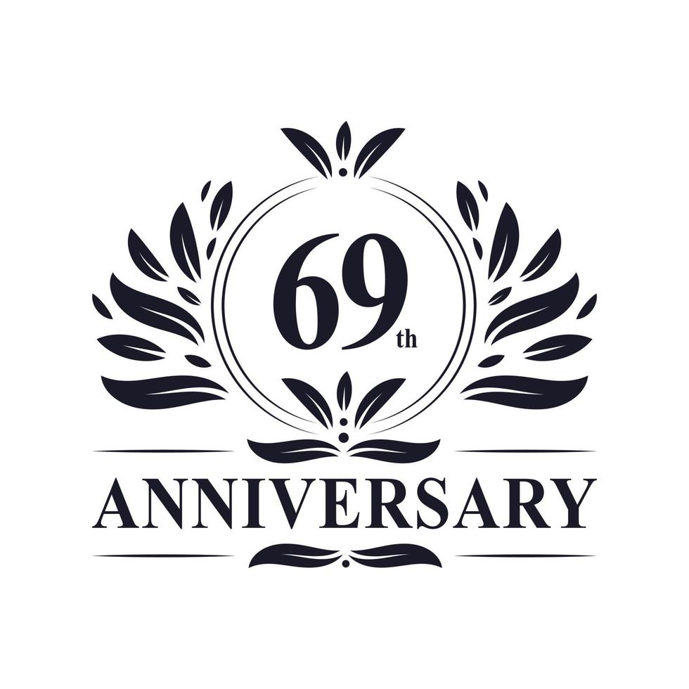 69th Anniversary celebration, luxurious 69 years Anniversary logo design. vector