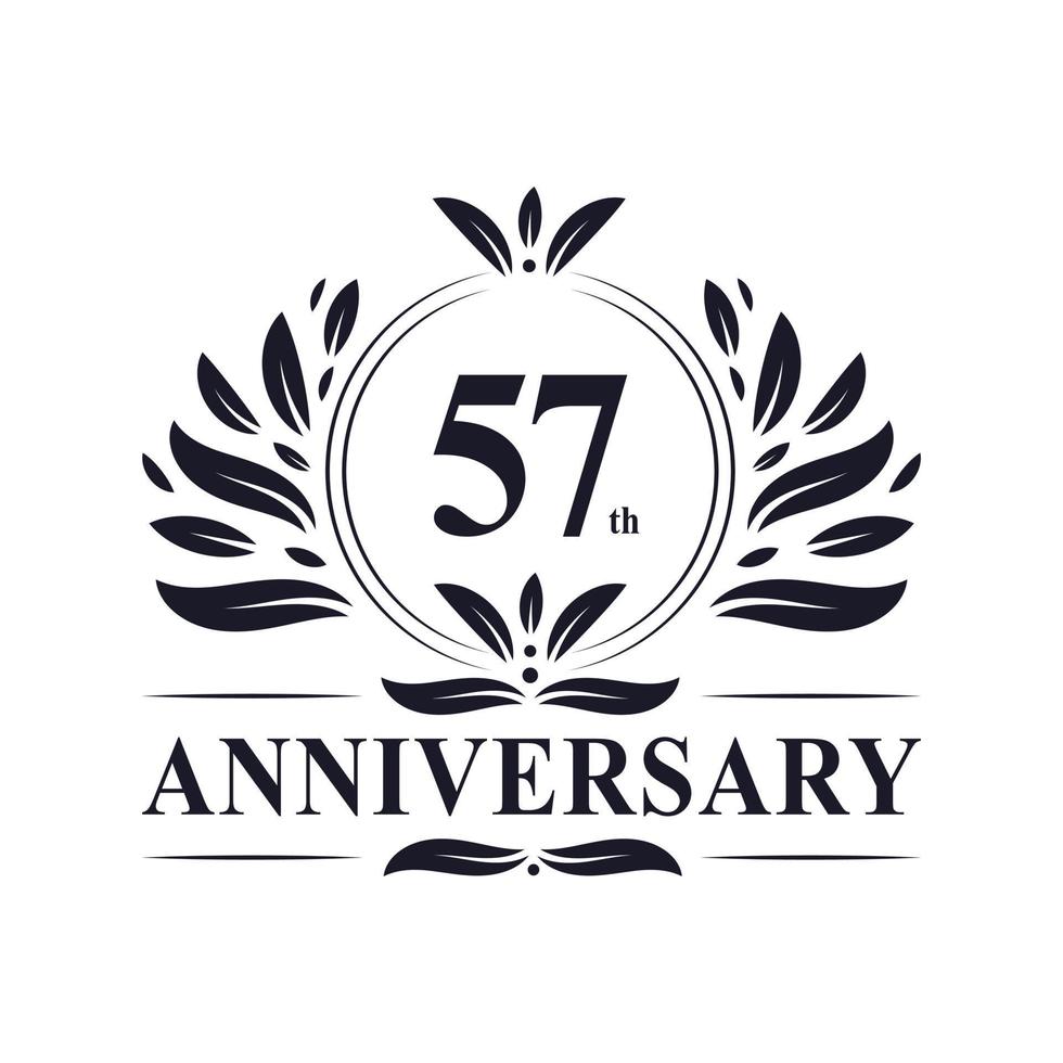 57th Anniversary celebration, luxurious 57 years Anniversary logo design. vector