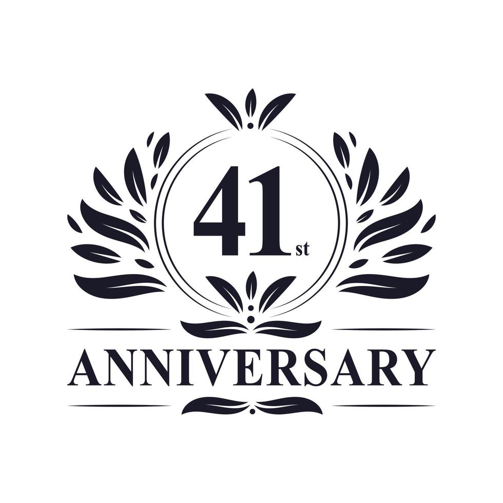 41st Anniversary celebration, luxurious 41 years Anniversary logo design. vector