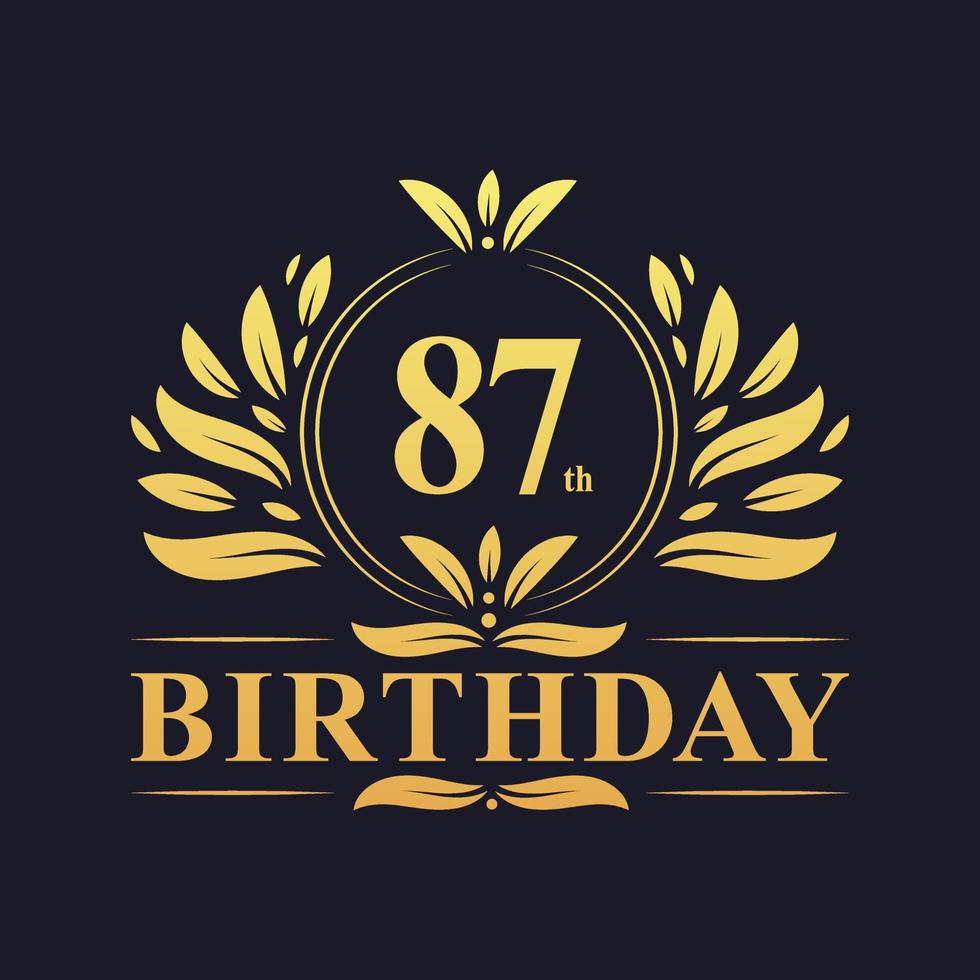 logotipo de lujo de 87 años, celebración de 87 años. vector