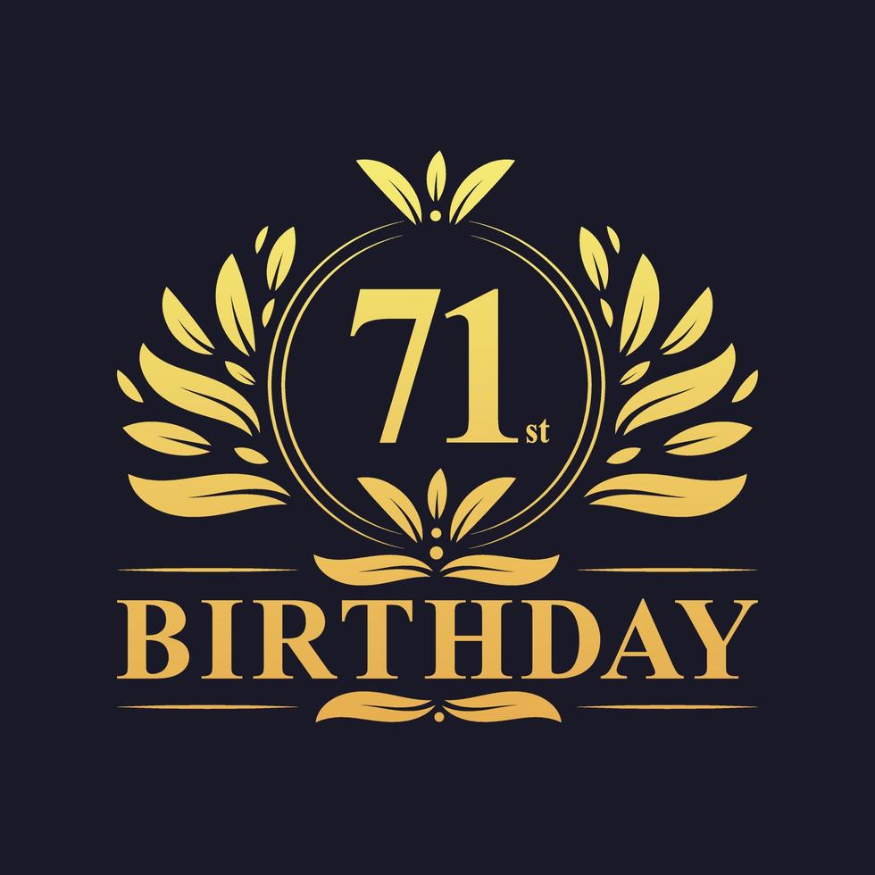 Luxury 71st Birthday Logo, 71 years celebration. vector