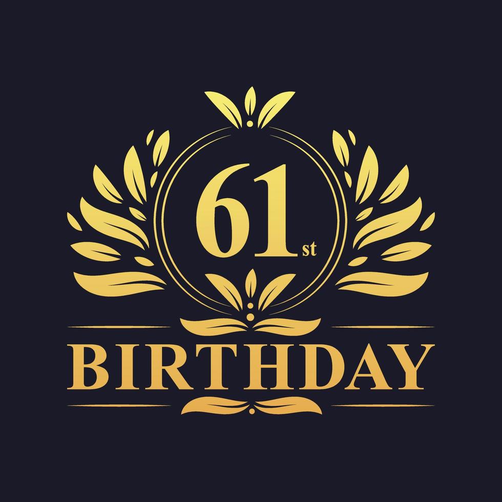 Luxury 61st Birthday Logo, 61 years celebration. vector