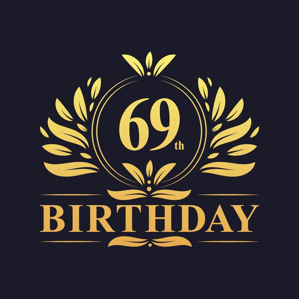 logotipo de lujo de 69 años, celebración de 69 años. vector