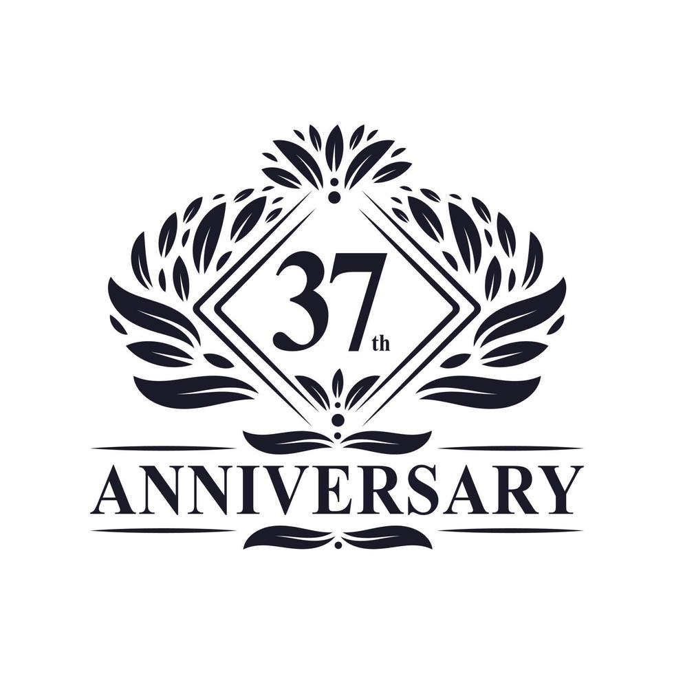 37 years Anniversary Logo, Luxury floral 37th anniversary logo. vector