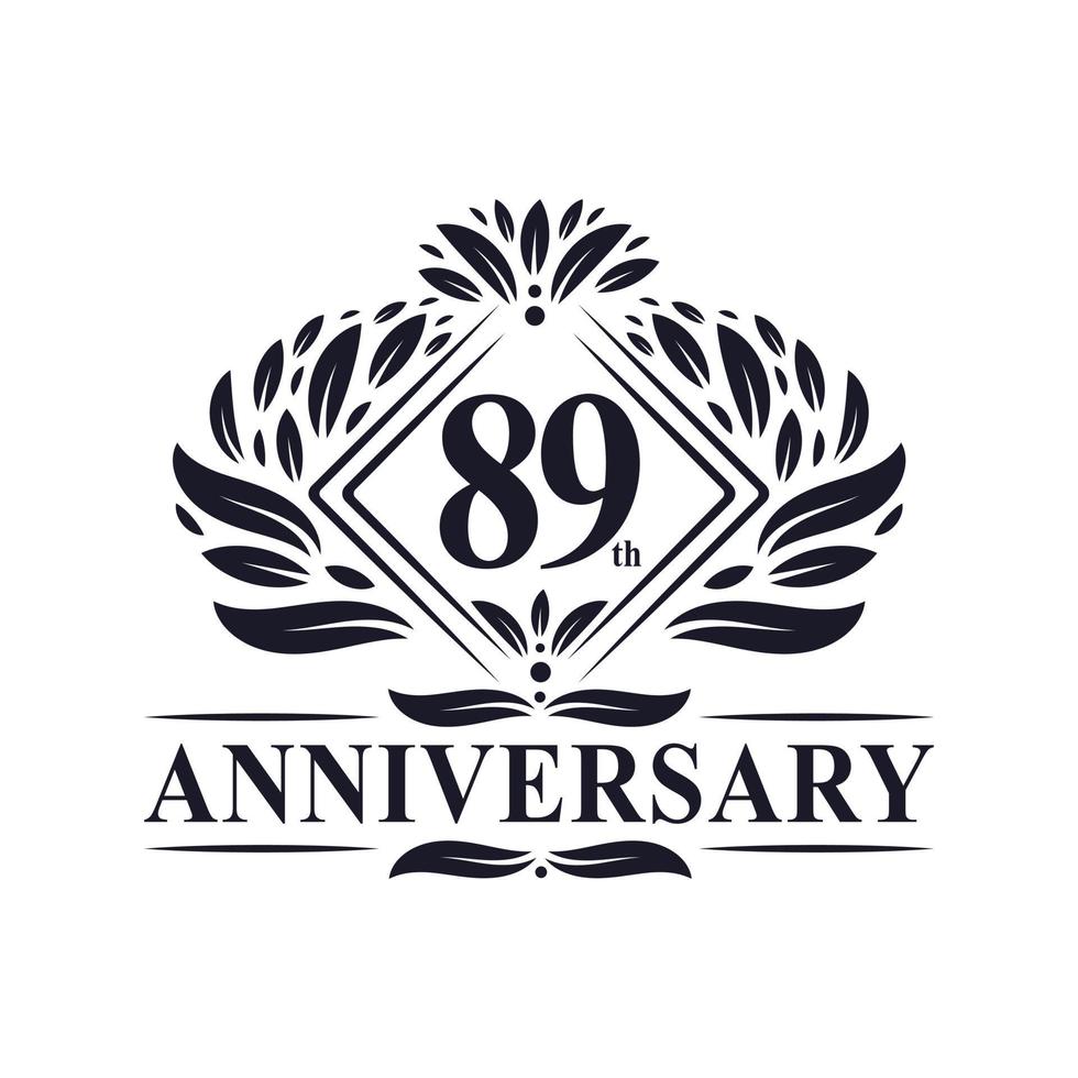 89 years Anniversary Logo, Luxury floral 89th anniversary logo. vector