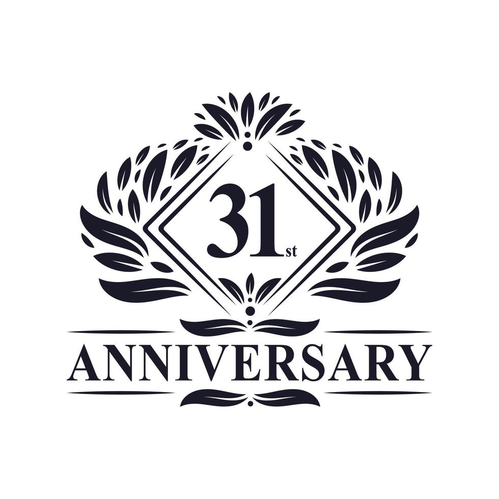 31 years Anniversary Logo, Luxury floral 31st anniversary logo. vector