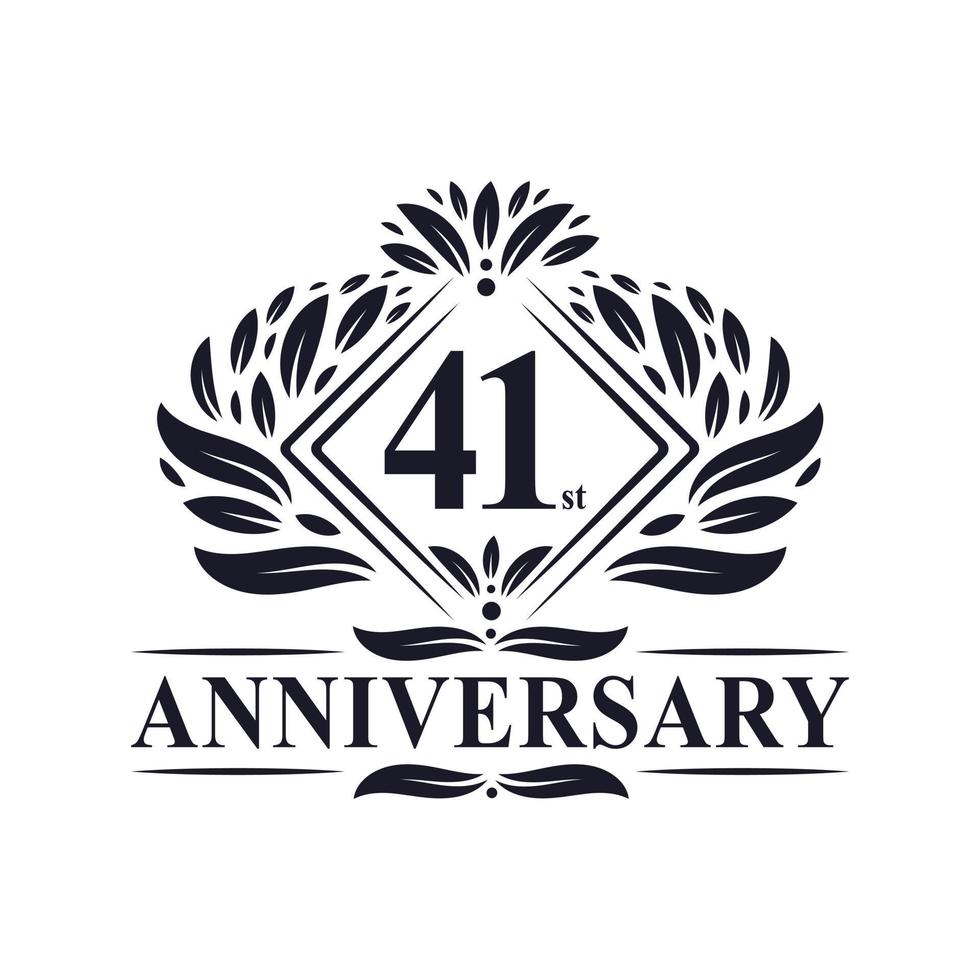 41 years Anniversary Logo, Luxury floral 41st anniversary logo. vector