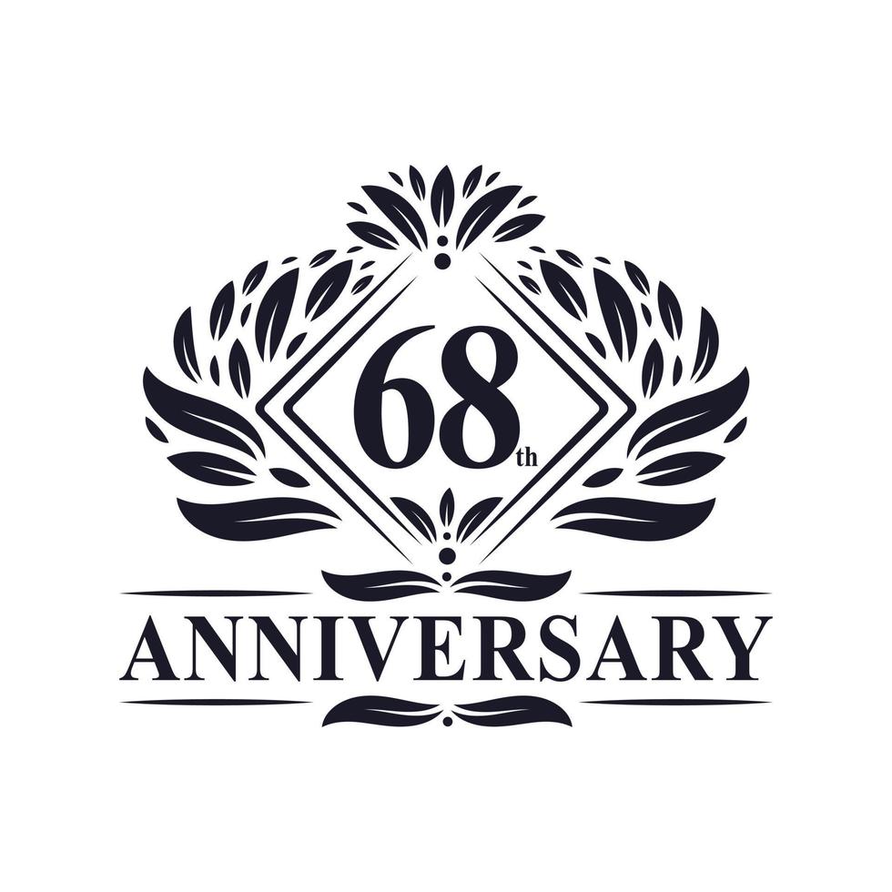 68 years Anniversary Logo, Luxury floral 68th anniversary logo. vector