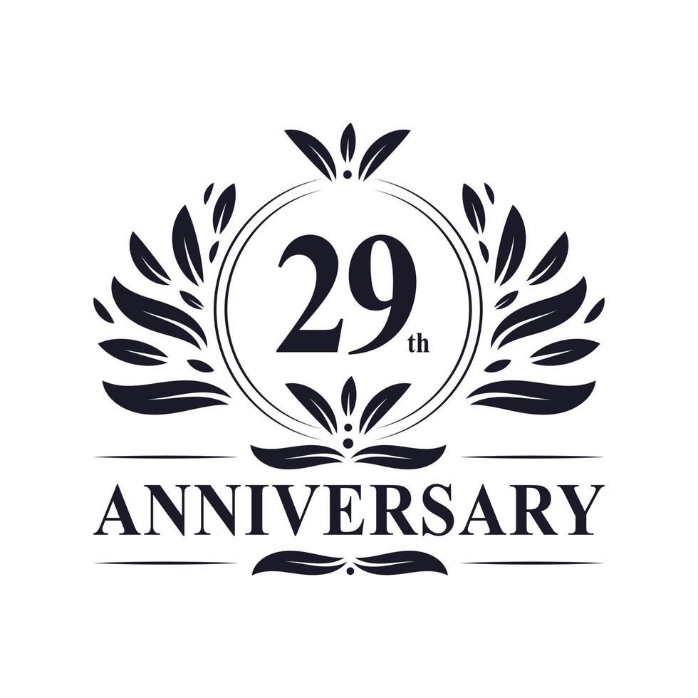 29th Anniversary celebration, luxurious 29 years Anniversary logo design. vector