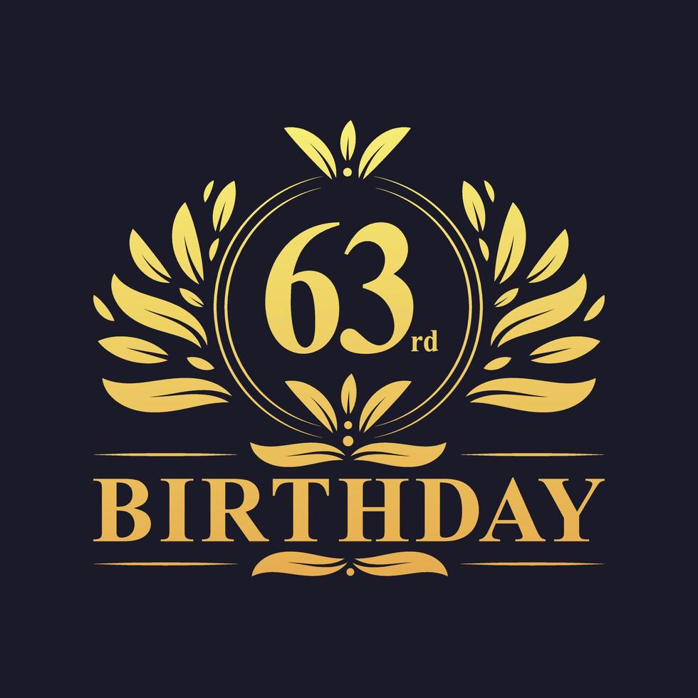 Luxury 63rd Birthday Logo, 63 years celebration. vector