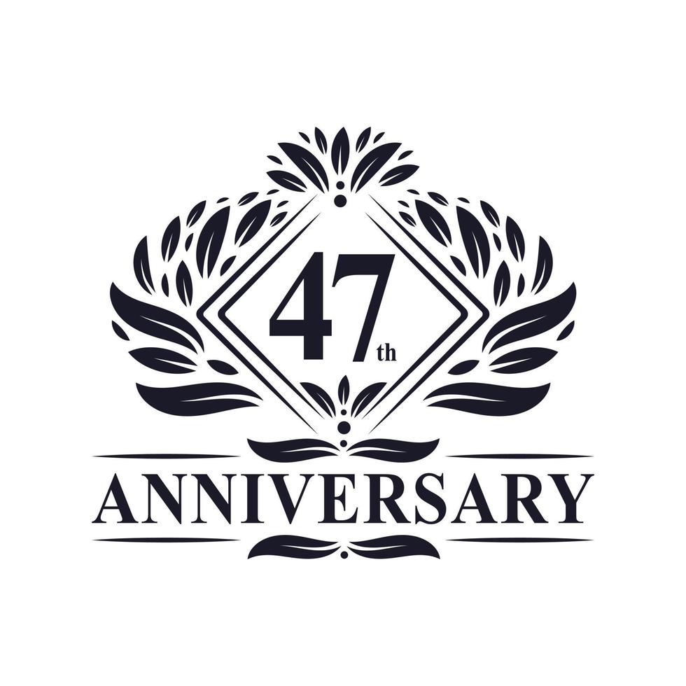 47 years Anniversary Logo, Luxury floral 47th anniversary logo. vector