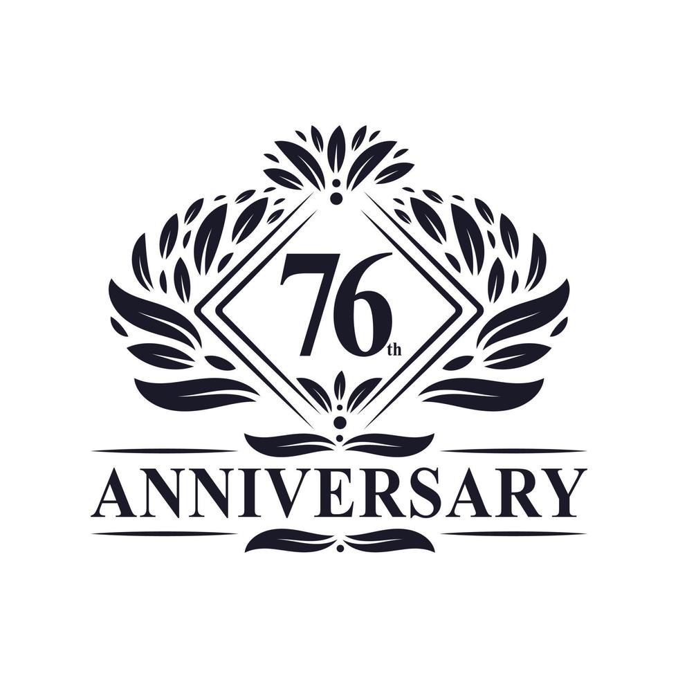 76 years Anniversary Logo, Luxury floral 76th anniversary logo. vector