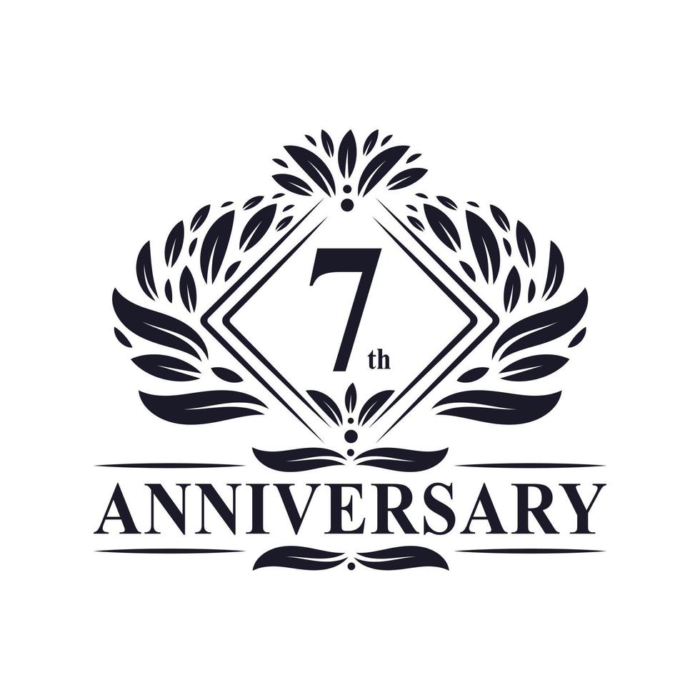 7 years Anniversary Logo, Luxury floral 7th anniversary logo. vector