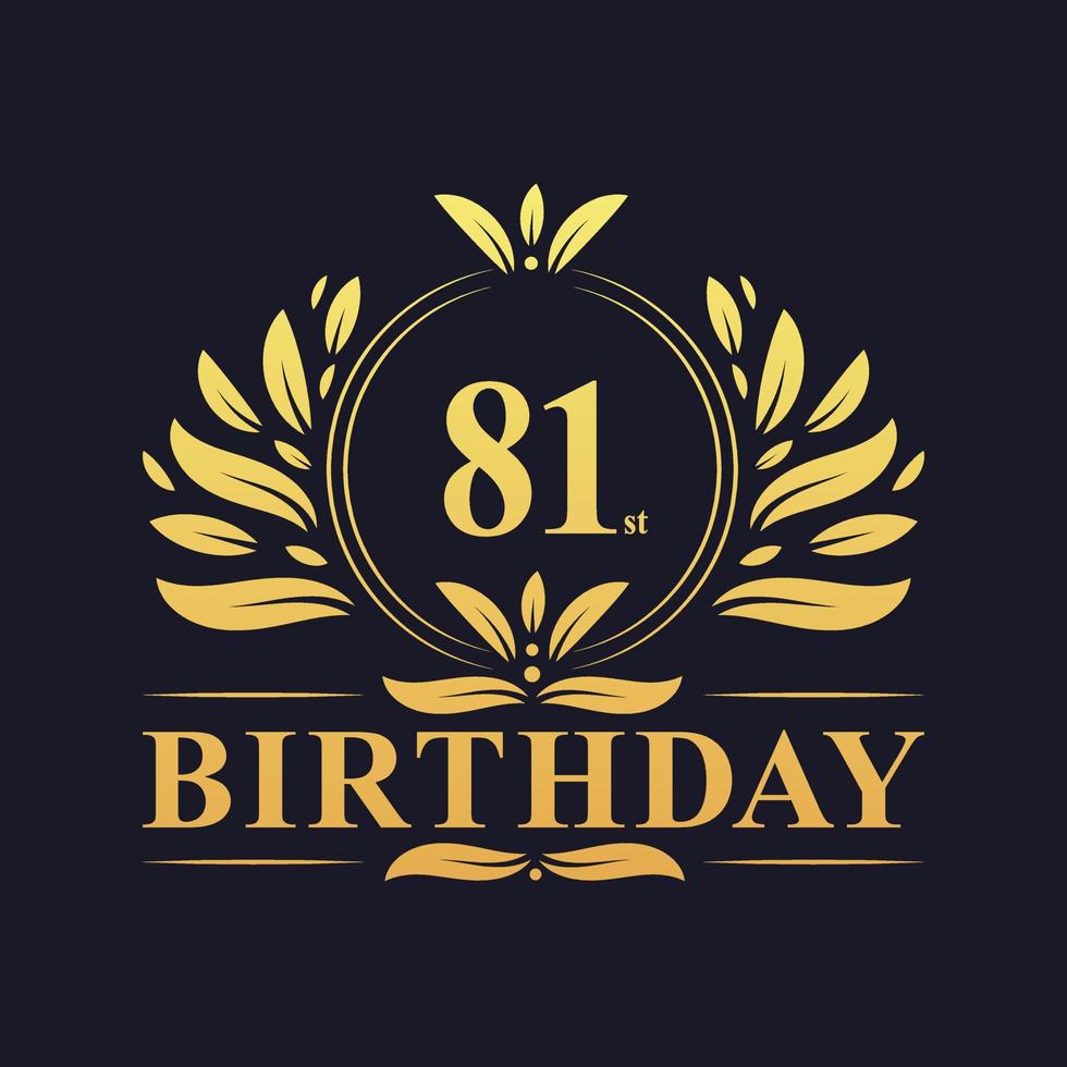 Luxury 81st Birthday Logo, 81 years celebration. vector