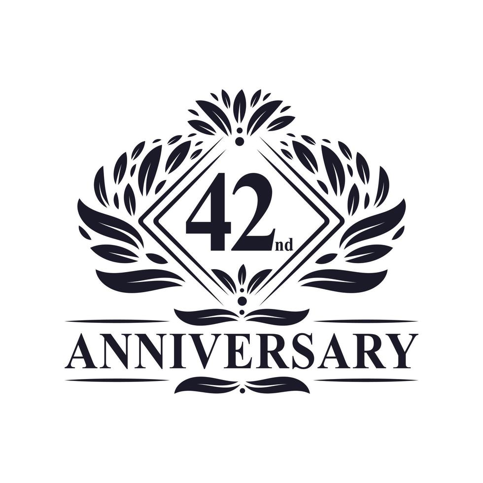 42 years Anniversary Logo, Luxury floral 42nd anniversary logo. vector