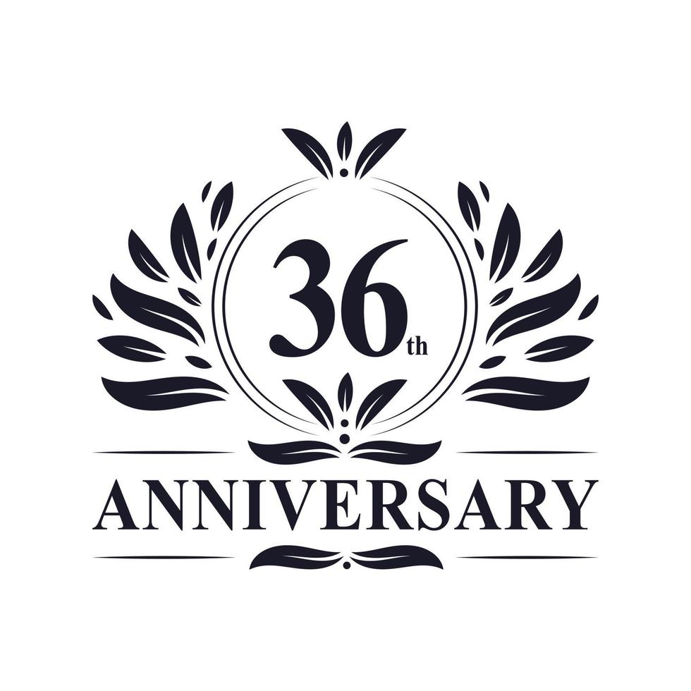 36th Anniversary celebration, luxurious 36 years Anniversary logo design. vector