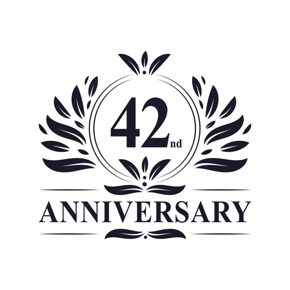 42nd Anniversary celebration, luxurious 42 years Anniversary logo design. vector